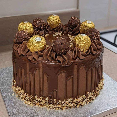 "Round shape Ferrero Rocher 8 pcs Chocolate Cake -1 Kg - Click here to View more details about this Product